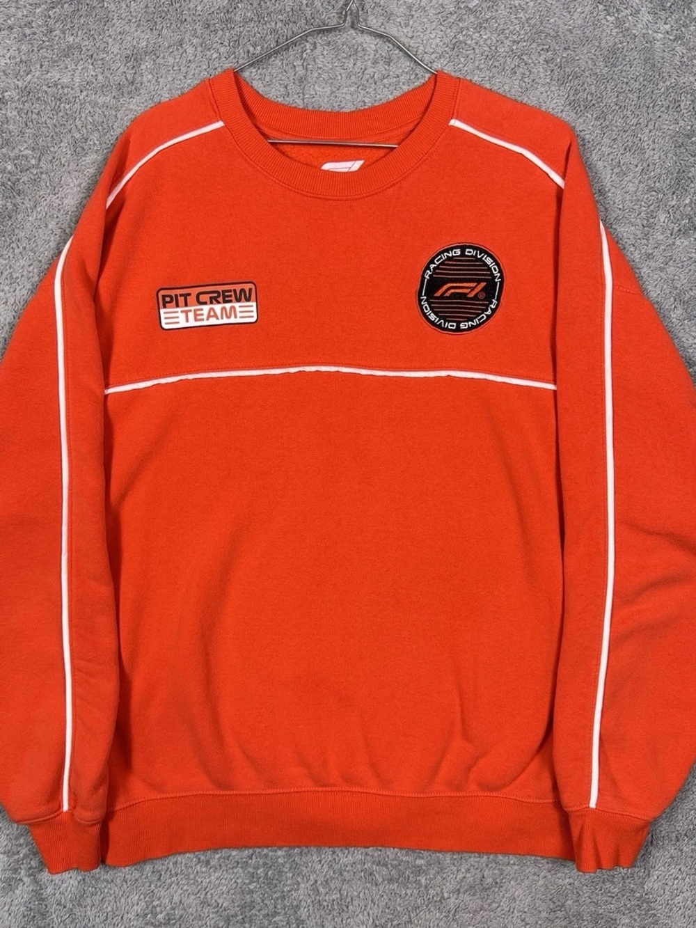NWT F1 Pit Crew Racing Crewneck Sweatshirt Orange Unisex